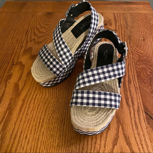 rag & bone Megan Gingham Espadrille Sandals - Picture 1 of 7